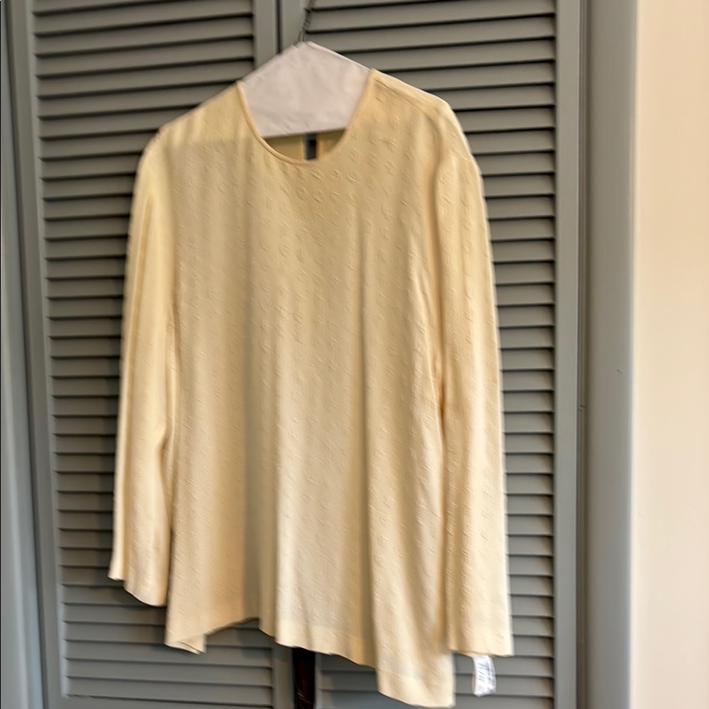 Cream Relaxed Blouse with Mandarin Collar
